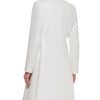 Women's Ring Snap Detail Asymmetrical Closure Stand Collar Welt Pockets Coat