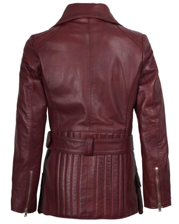 Leather Jacket Women - Real Lambskin Long Womens Leather Jacket