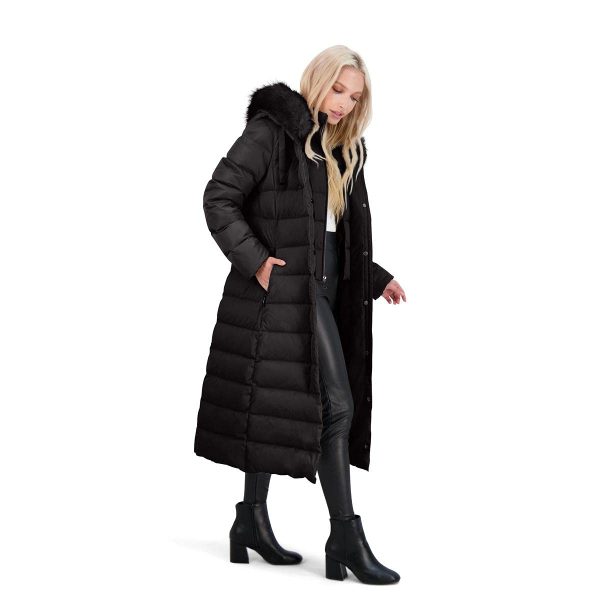 51WQwZecrpL.jpg Nellie Long Coat for Women-Insulated Jacket with Removable Faux Fur Trim