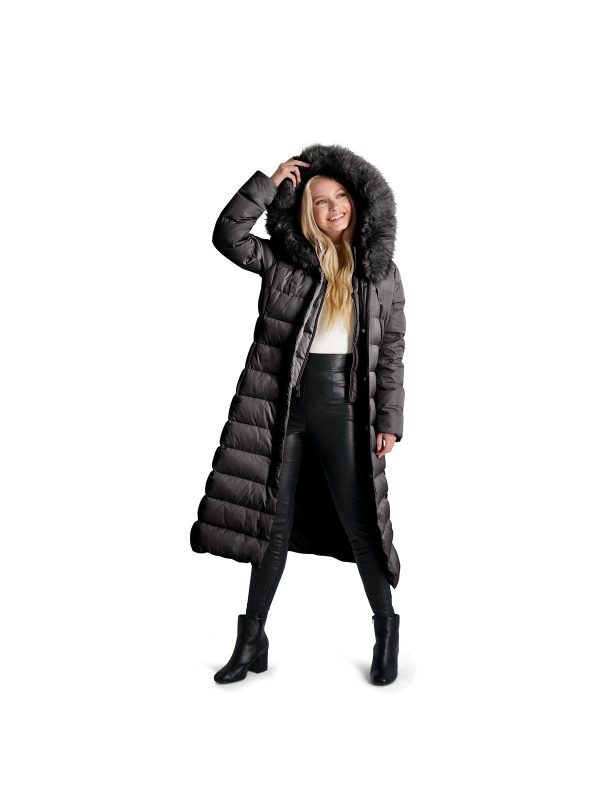 51YK32iWpyL.jpg Nellie Long Coat for Women-Insulated Jacket with Removable Faux Fur Trim