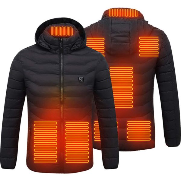 Heated Jacket Heated Coat for Women and Men with Detachable Hood, for Winter Cycling, Skiing, Camping, Fishing, Electric