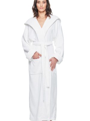 Womens Soft Twist Hooded Full Length Turkish Cotton Long Bathrobe
