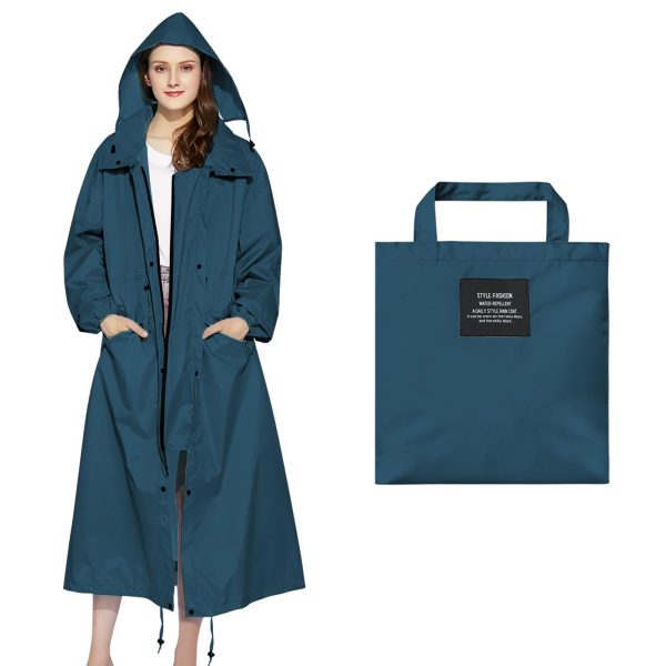 Womens Long Raincoats Waterproof Rain Jacket Lightweight Breathable Hooded Windbreaker