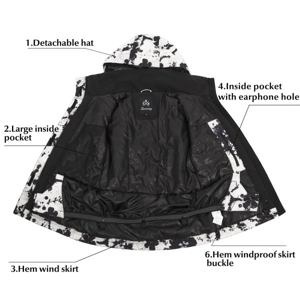 711TfxN8eOL.jpg Women's Ski Jackets and Pants Set Snowboarding Snowsuit Snow Coat Hooded Waterproof Windproof