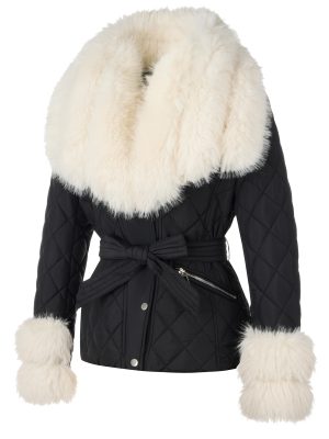 Women Faux Leather Suede Jacket Moto Biker Coat Sherpa-Lined Overcoat with Removable Belt