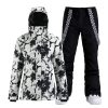 71jQxWRlsS.jpg Women's Ski Jackets and Pants Set Snowboarding Snowsuit Snow Coat Hooded Waterproof Windproof