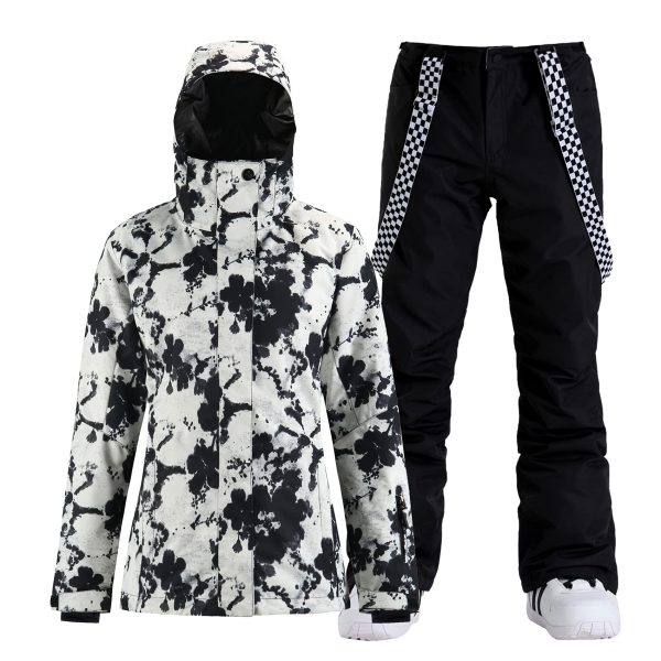 71jQxWRlsS.jpg Women's Ski Jackets and Pants Set Snowboarding Snowsuit Snow Coat Hooded Waterproof Windproof