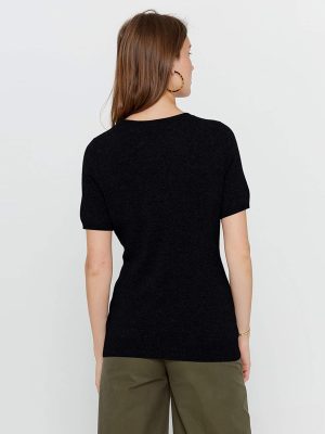 Women’s Essential Short Sleeve Crewneck Sweater 100% Pure Cashmere Classic Tee Pullover