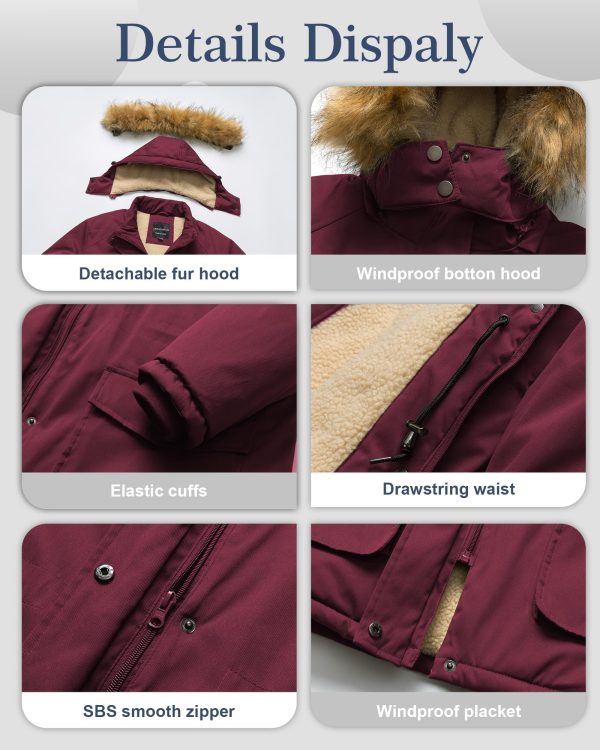 Women's Plus Size Winter Coats Warm Parka Jackets Sherpa Lined Detachable Fur Hood Available in Size 1X to 5X