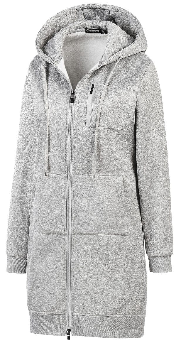 Women's Plus Size Casual Zip Up Hoodie Long Tunic Sweatshirts Fleece Jackets