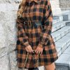 Womens Button Down Flannel Plaid Shirts Mid Long Casual Boyfriend Buffalo Pockets Shirt Jacket Shacket Coat