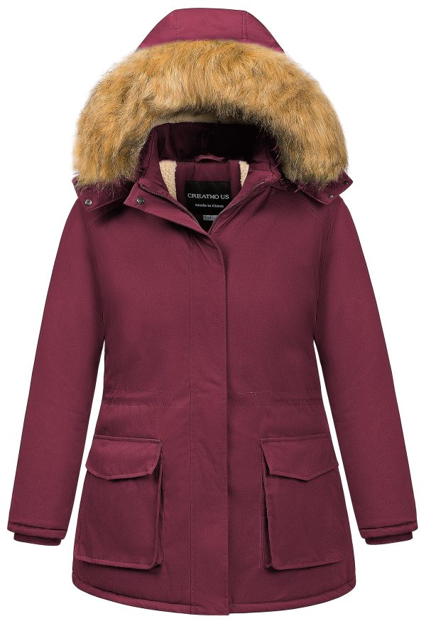 Women's Plus Size Winter Coats Warm Parka Jackets Sherpa Lined Detachable Fur Hood Available in Size 1X to 5X