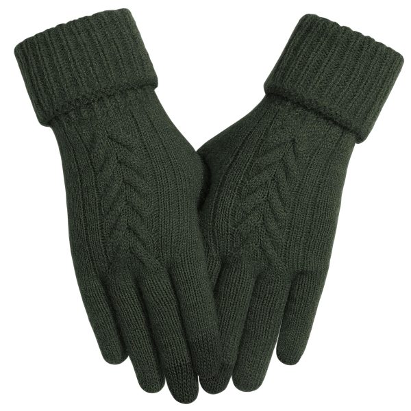 Women Winter Gloves, Touch Screen Texting Gloves, Elastic Soft Warm Knit Lined, One Size